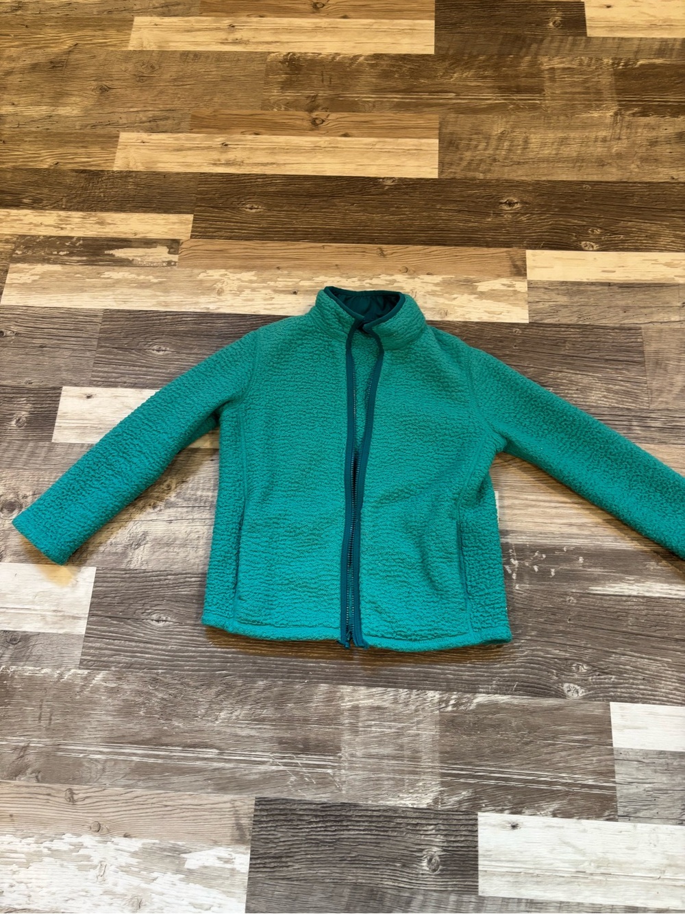 Lands' End Kids Teal Fleece Zip Jacket